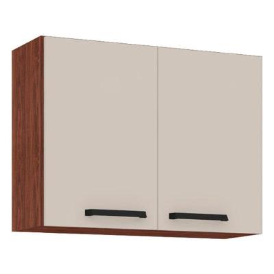 Armário Aéreo Ametista 2 Portas 80 Cm Nogueira Off White - Kits Paraná