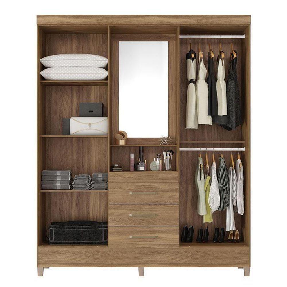 Cômoda Flora E Guarda Roupa Casal Capelinha Pérsia Amêndola Touch - Demóbile - 1
