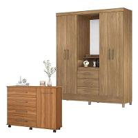 Cômoda Flora E Guarda Roupa Casal Capelinha Pérsia Amêndola Touch - Demóbile - 2