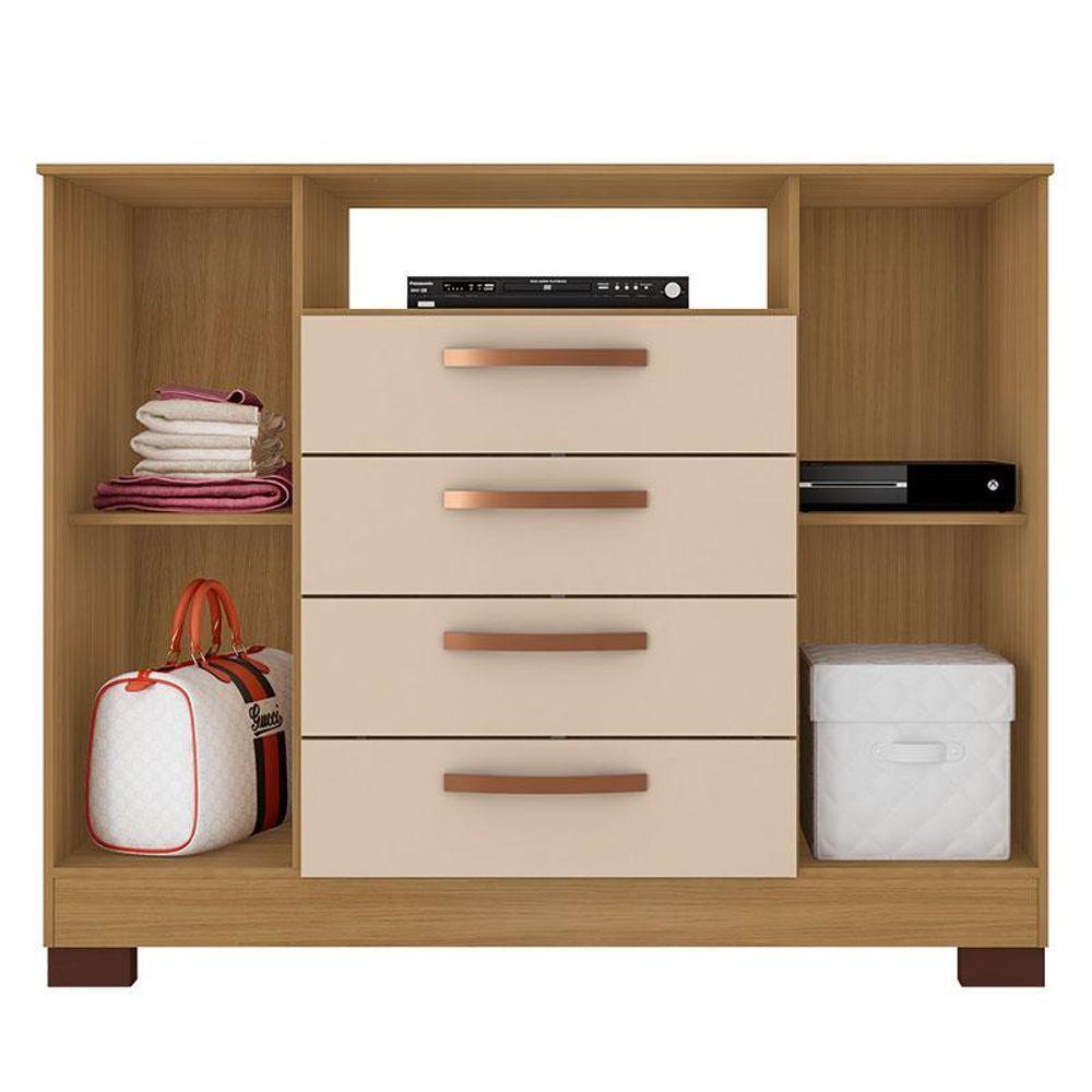 Cômoda Madri 4 Gavetas 2 Portas Carvalho Americano Off White - Incorplac - 4