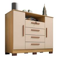 Cômoda Ambiente Mirassol 4 Gavetas 2 Portas Carvalho Americano Off White - Incorplac - 3