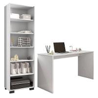 Mesa Para Computador Gávea E Livreiro Office Branco Trama - Móveis Leão - 1