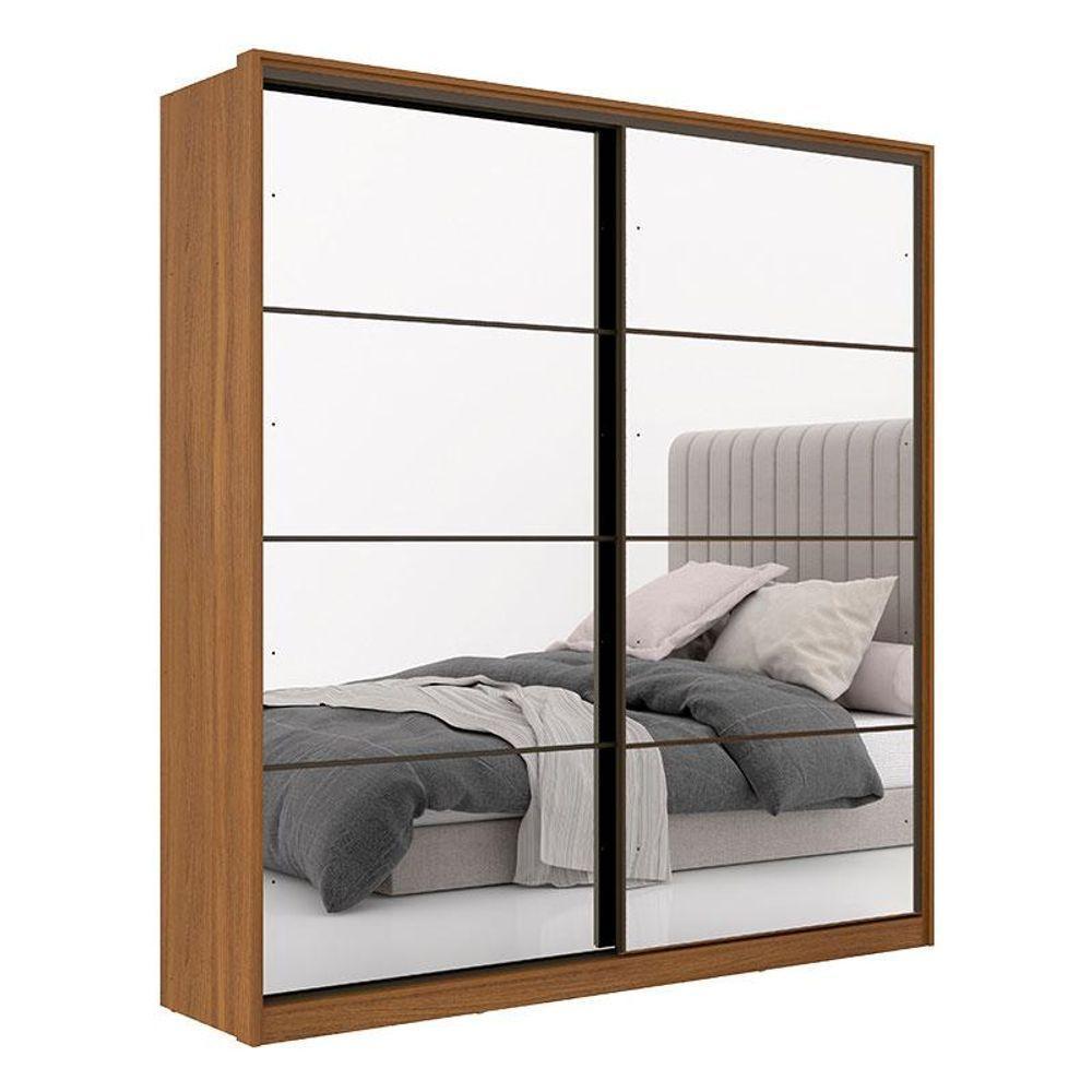 Guarda Roupa Casal Belga 2 Portas Em Espelho Amendola Grafito Flex - Demartêz - 1