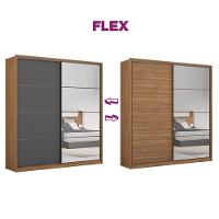 Guarda Roupa Casal Belga 2 Portas Em Espelho Amendola Grafito Flex - Demartêz - 2