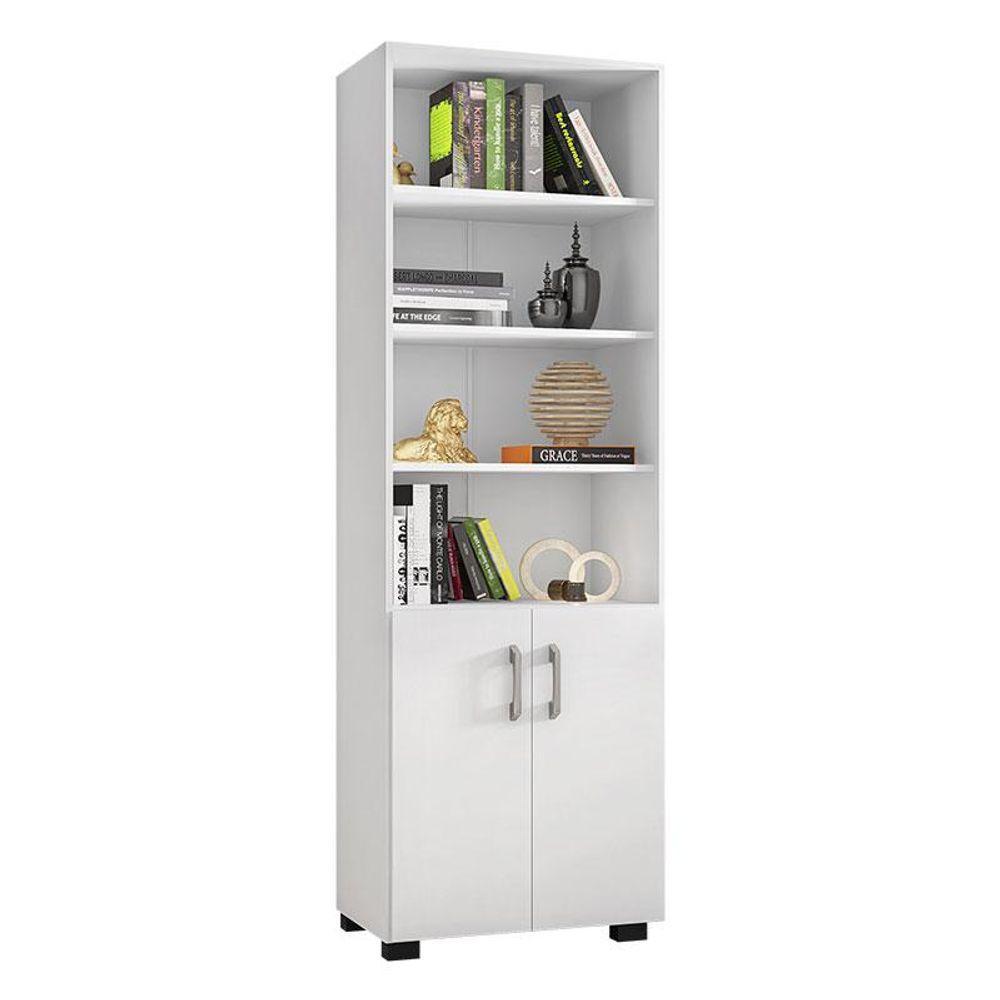 Mesa Para Computador Gávea E Livreiro Office Com Portas Pequenas Branco Trama - Móveis Leão - 4