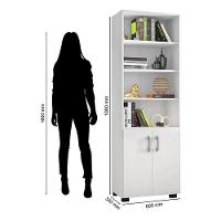 Mesa Para Computador Gávea E Livreiro Office Com Portas Pequenas Branco Trama - Móveis Leão - 3