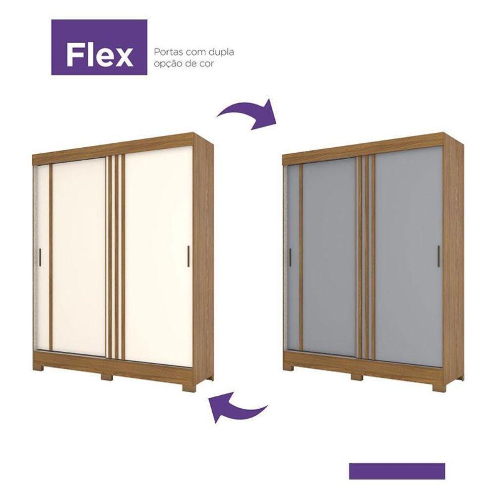 Guarda Roupa Solteiro B353 Nature Off White Cinza Flex - Briz Móveis - 5