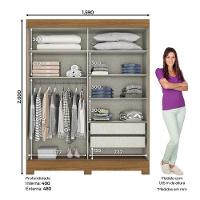 Guarda Roupa Solteiro B353 Nature Off White Cinza Flex - Briz Móveis - 3