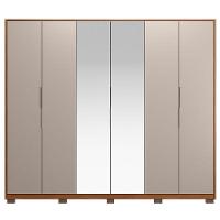 Guarda Roupa Casal Atrice 6 Portas Nogueira Nude Prime Tx Com Espelho E Pés Demóbile - Demartêz - 3