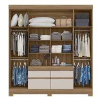 Cômoda Flora E Guarda Roupa Casal Bilbao Amêndola Off White Com Espelho - Demóbile - 2