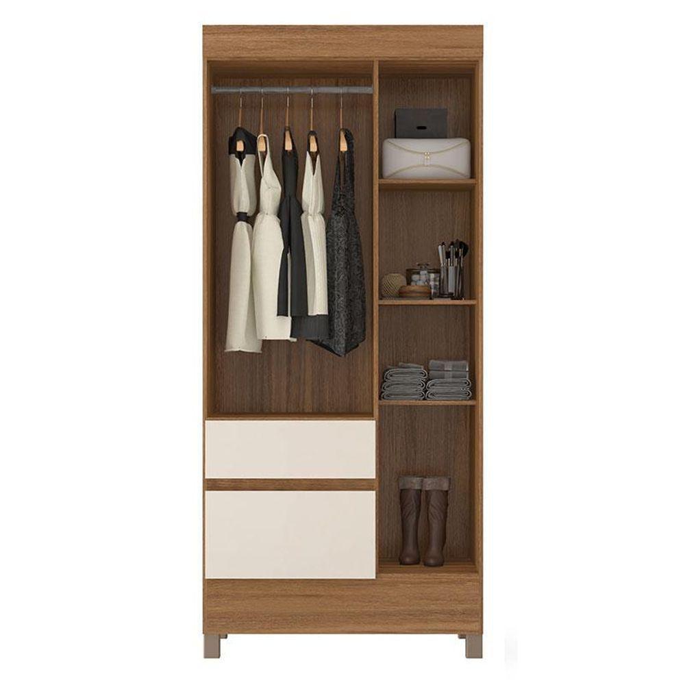 Cômoda Astral E Guarda Roupa Solteiro Wind Amêndola Off White - Demóbile - 2