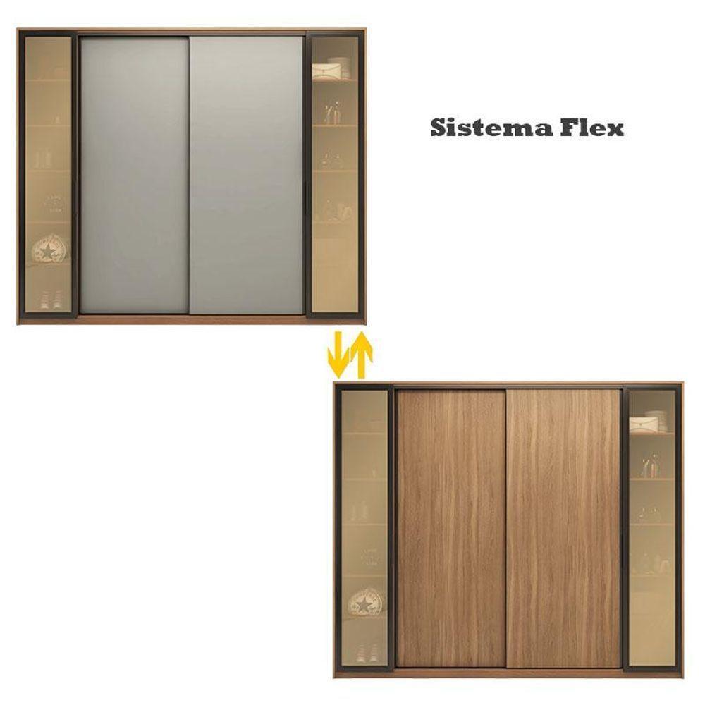 Guarda Roupa Casal Laredo Amêndola Touch Nude Prime Flex Com Portas De Vidro Reflecta - Demartez - 6