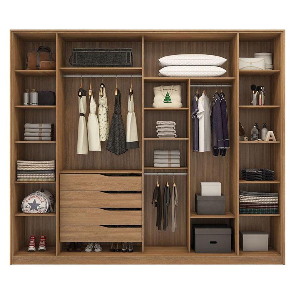Guarda Roupa Casal Laredo Amêndola Touch Nude Prime Flex Com Portas De Vidro Reflecta - Demartez - 8