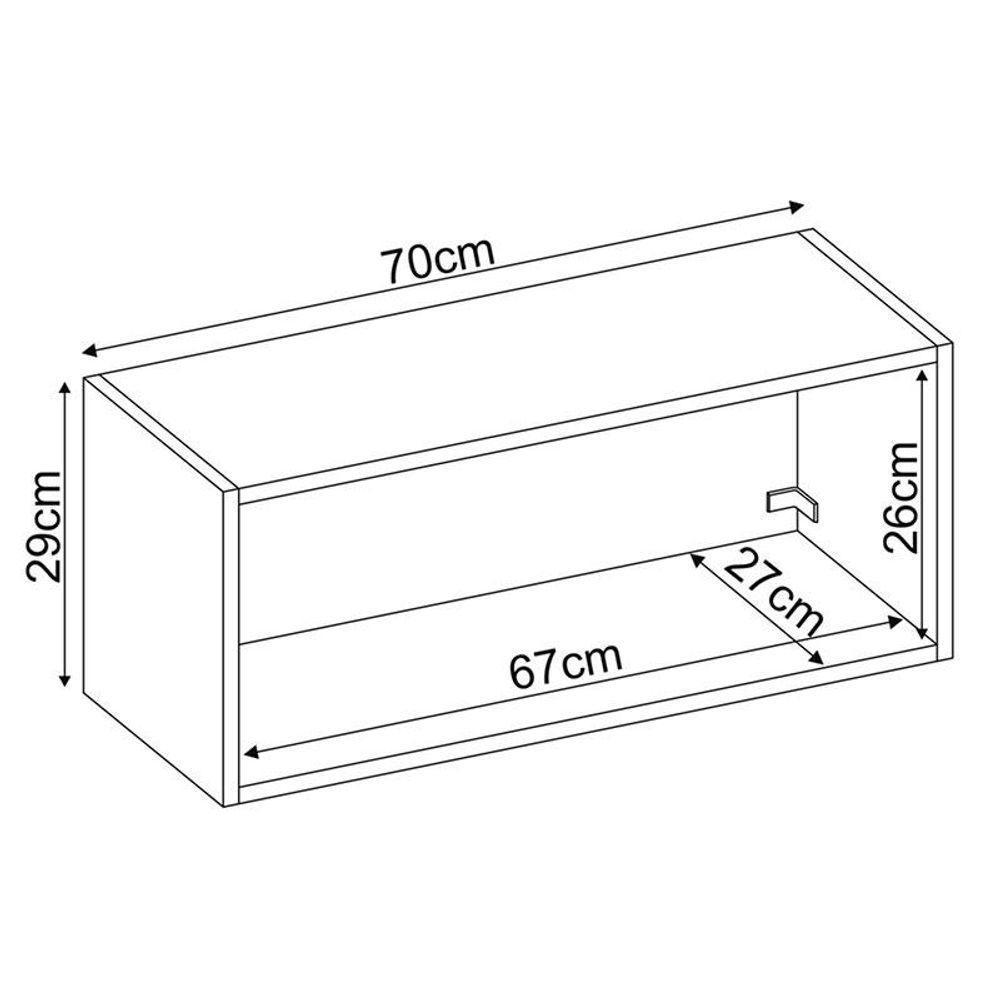 Armário Aéreo Para Cozinha Firenze 1 Porta Avena Grafito - Demóbile - 2