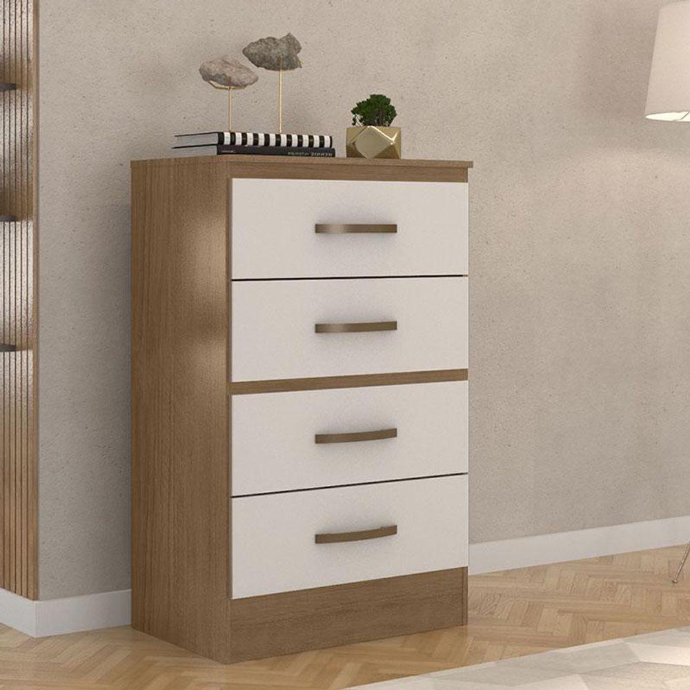 Cômoda Lite 4 Gavetas Nature Off White - Móveis Leão - 3