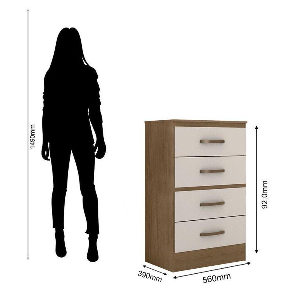 Cômoda Lite 4 Gavetas Nature Off White - Móveis Leão - 4