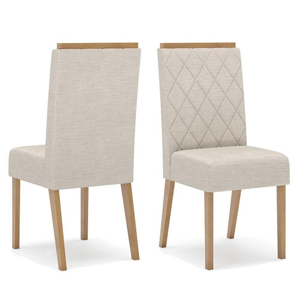 Cadeira Para Mesa De Jantar Nina Kit 2 Peças Nature Linho - Henn - 1