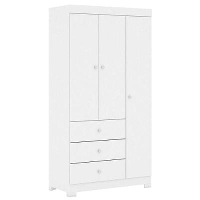 Guarda Roupa Infantil Duda 3 Portas Branco Brilho - Phoenix Baby