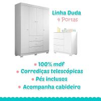 Quarto De Bebê Duda 4 Portas Com Berço Americano Lara Branco Brilho - Phoenix Baby - 2