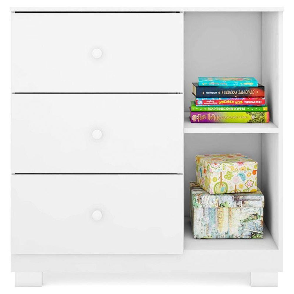 Quarto De Bebê Duda 3 Portas Com Berço Americano Lara Branco Brilho - Phoenix Baby - 4