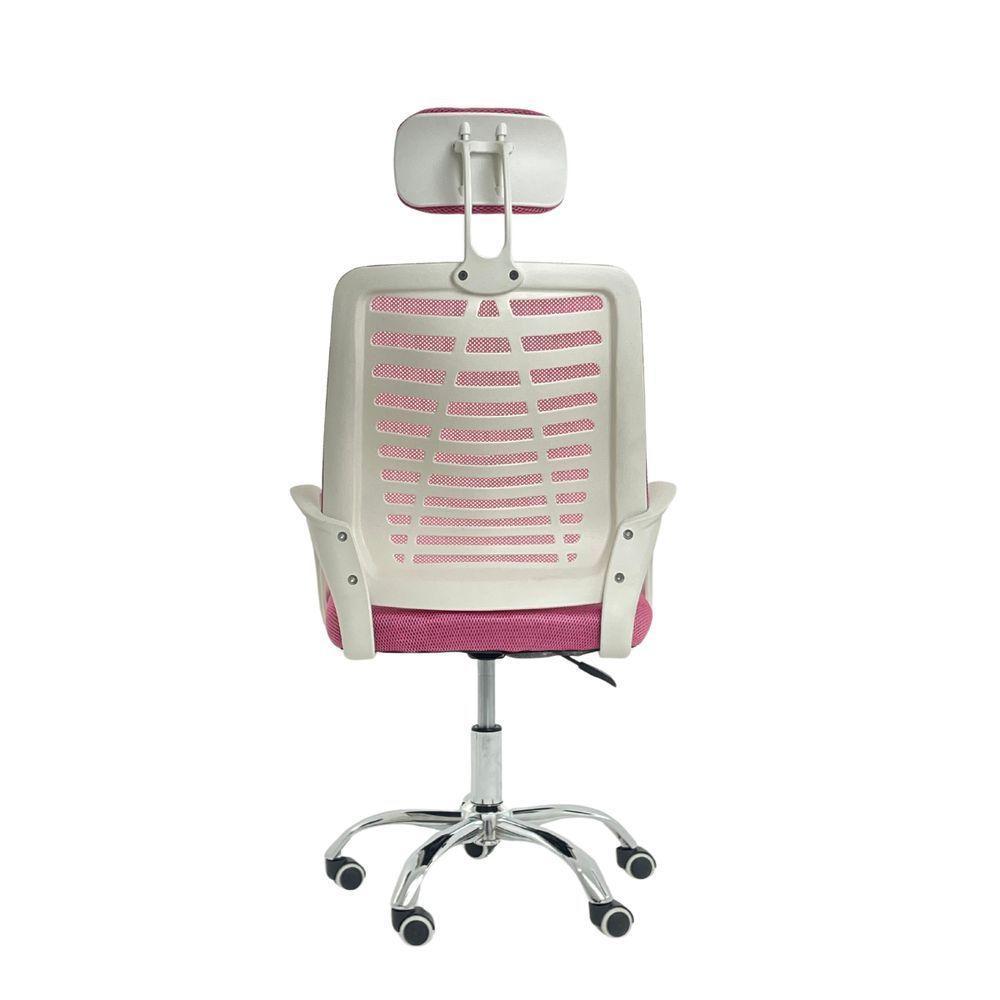 Kit 2 Cadeiras Escritório Diretor Tela Mesh Com Encosto De Cabeça Rosa - 4