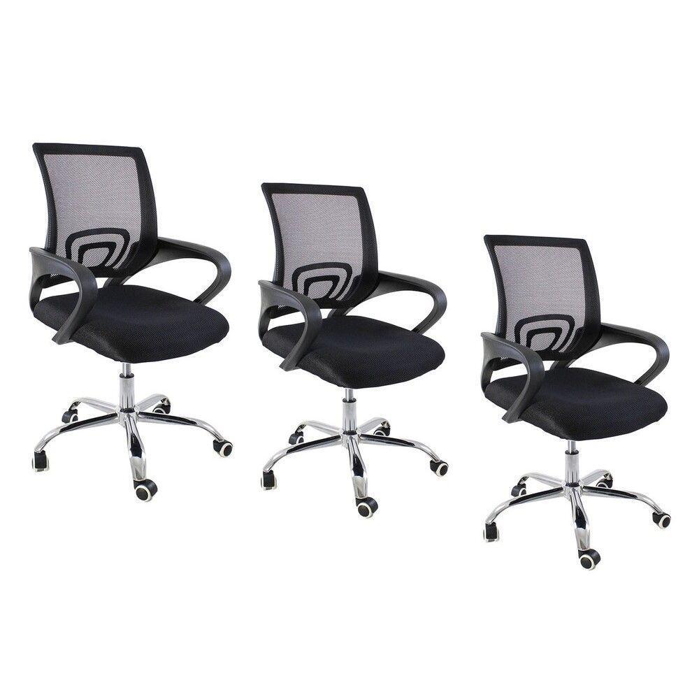 Kit 3 Cadeiras De Escritório Begonia Tela Mesh Ergonômico Preto - 1