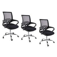 Kit 3 Cadeiras De Escritório Begonia Tela Mesh Ergonômico Preto - 1