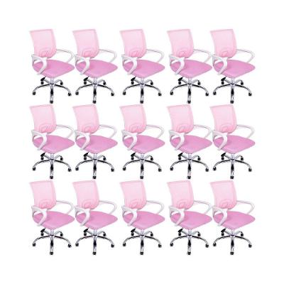 Kit 15 Cadeiras De Escritório Begonia Tela Mesh Ergonômico Rosa