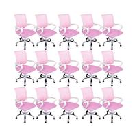 Kit 15 Cadeiras De Escritório Begonia Tela Mesh Ergonômico Rosa - 1