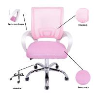 Kit 15 Cadeiras De Escritório Begonia Tela Mesh Ergonômico Rosa - 5