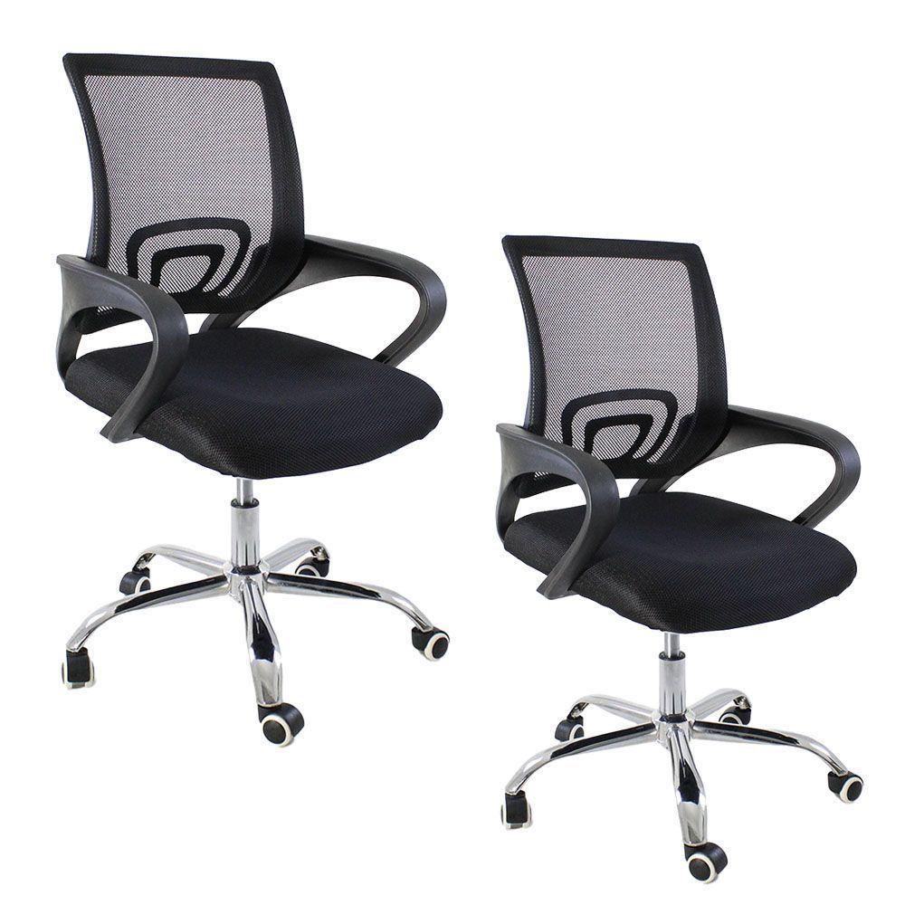 Kit 2 Cadeiras De Escritório Begonia Tela Mesh Ergonômico Preto - 1