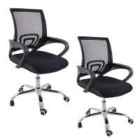 Kit 2 Cadeiras De Escritório Begonia Tela Mesh Ergonômico Preto - 1