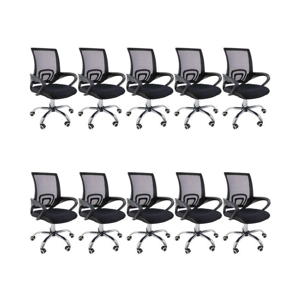Kit 10 Cadeiras De Escritório Begonia Mesh Ergonômico Preto - 1