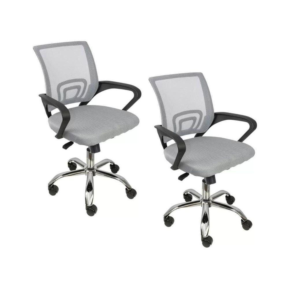 Kit 2 Cadeiras De Escritório Begonia Tela Mesh Ergonômico Cinza - 1