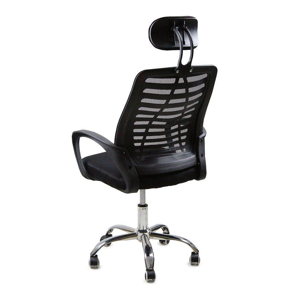 Kit 4 Cadeiras Escritório Diretor Tela Mesh Encosto De Cabeça Preto - 3