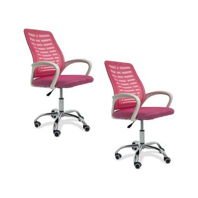 Kit 2 Cadeiras De Escritório Esteirinha Mesh Ergonômica Rosa