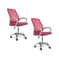 Kit 2 Cadeiras De Escritório Esteirinha Mesh Ergonômica Rosa - 1