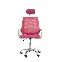 Kit 5 Cadeiras Escritório Diretor Tela Mesh Com Encosto De Cabeça Rosa - 5