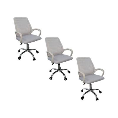 Kit 3 Cadeiras De Escritório Esteirinha Mesh Ergonômica Branco