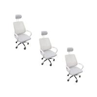 Kit 3 Cadeiras Escritório Diretor Tela Mesh Encosto De Cabeça Branco - 1