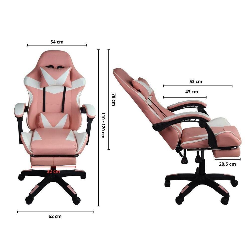 Cadeira Gamer Stillus Ergonômica Com Apoio Para Os Pés Rosa Chiclete - 6