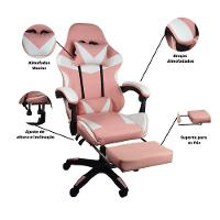 Cadeira Gamer Stillus Ergonômica Com Apoio Para Os Pés Rosa Chiclete - 8
