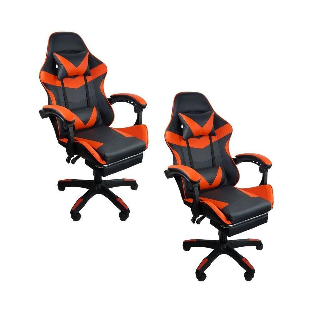 Kit 2 Cadeiras Gamer Stillus Ergonômica Com Apoio Para Os Pés Vermelho - 1