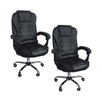 Kit 2 Cadeiras De Escritório Presidente Reclinável Preto - 1