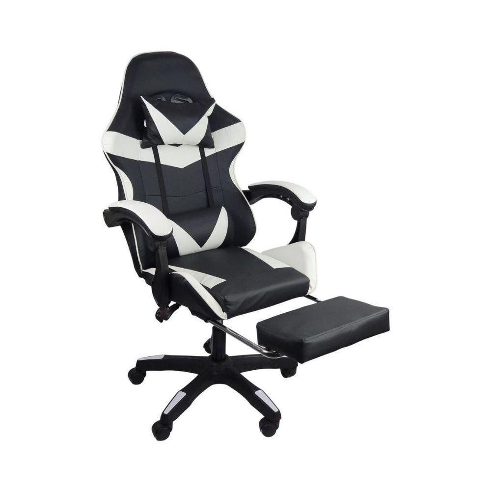 Cadeira Gamer Stillus Ergonômica Com Apoio Para Os Pés Preto E Branco - 1
