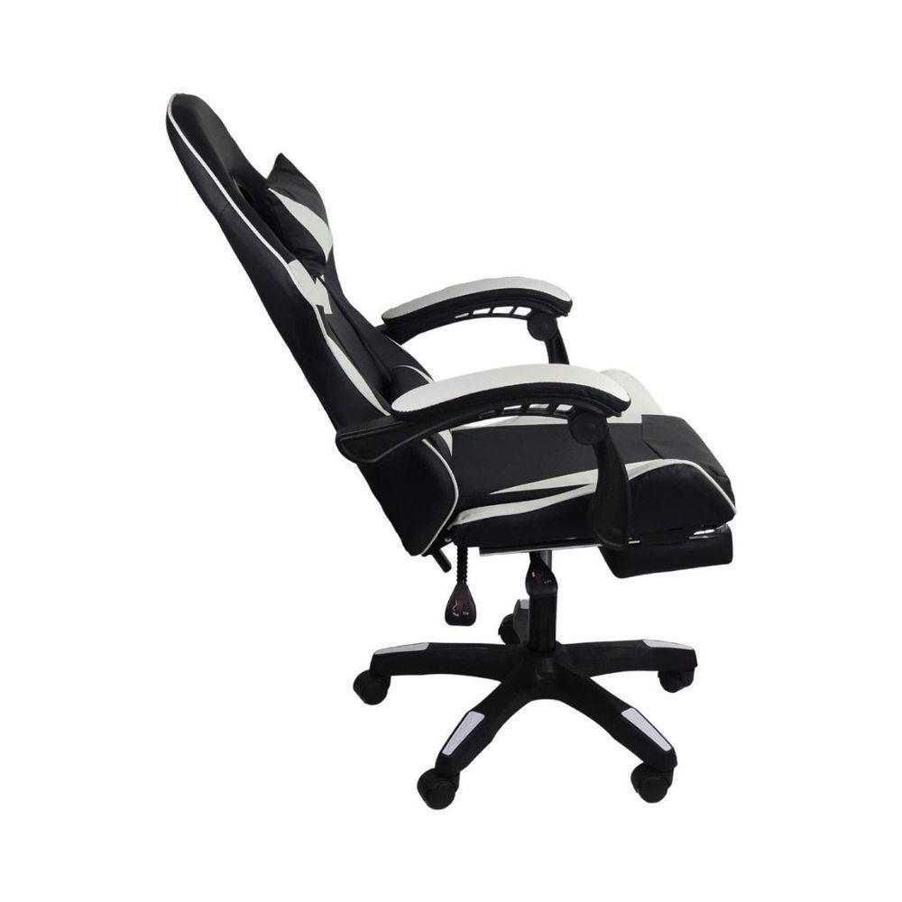 Cadeira Gamer Stillus Ergonômica Com Apoio Para Os Pés Preto E Branco - 4