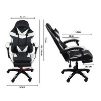 Cadeira Gamer Stillus Ergonômica Com Apoio Para Os Pés Preto E Branco - 6