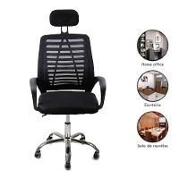 Kit 5 Cadeiras Escritório Diretor Tela Mesh Encosto De Cabeça Preto - 6