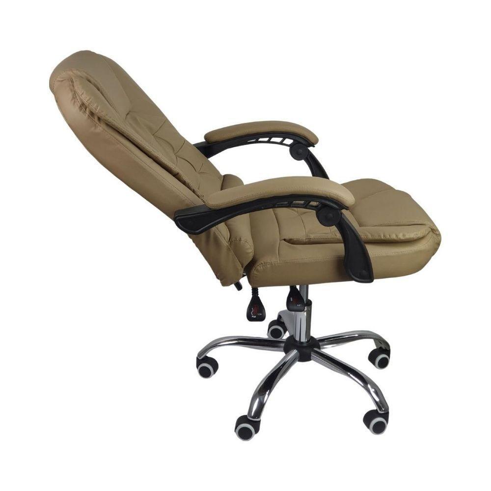 Kit 2 Cadeiras De Escritório Presidente Reclinável Bege - 3