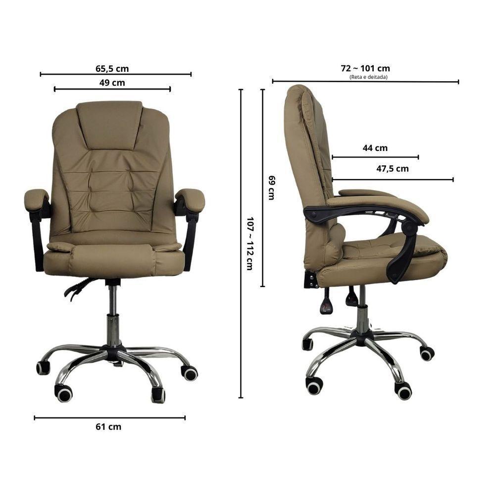 Kit 2 Cadeiras De Escritório Presidente Reclinável Bege - 6